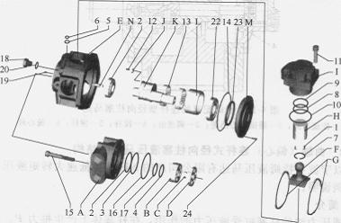 YLM型低速大扭矩液壓馬達結(jié)構(gòu)和立體分解圖