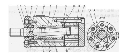 配流軸配流的擺線液壓馬達(dá)結(jié)構(gòu)圖